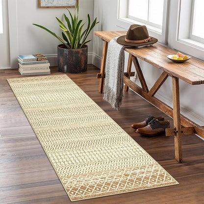 Boho Rug Runners for Hallways, 2x6 Ultra Soft Non-Slip Vintage Kitchen Mat, Stain Resistant Washable Farmhouse Rug Carpet Runner for Bedside Laundry Room Bathroom Doorway