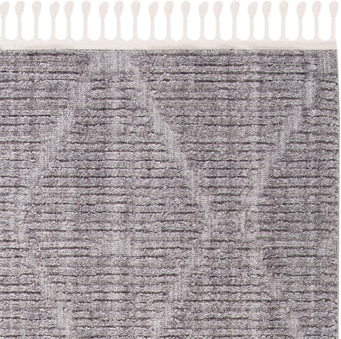 SAFAVIEH Marrakech Collection Area Rug - 9' x 12', Grey, Moroccan Boho Tribal Tassel Design, Non-Shedding & Easy Care, Ideal for High Traffic Areas in Living Room, Bedroom (MRK517F)