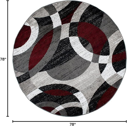 Rugshop Contemporary Abstract Circles Perfect for high Traffic Areas of Your Living Room,Bedroom,Dining Nook,Kitchen Round Rug 6' 6" (6' 6" Diameter) Red