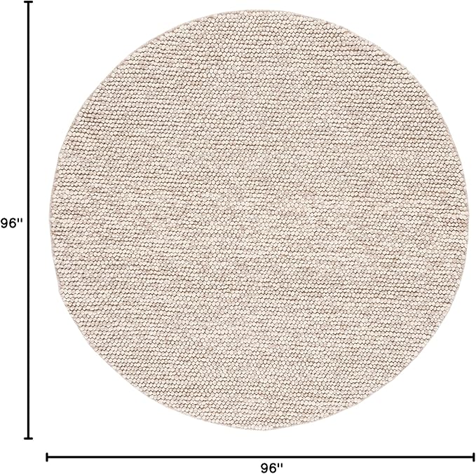 SAFAVIEH Natura Collection Area Rug - 8' Round, Beige, Handmade Wool Blend, Textured Design, Ideal for Living Room, Bedroom, Dining Space (NAT620B)