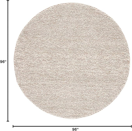 SAFAVIEH Natura Collection Area Rug - 8' Round, Beige, Handmade Wool Blend, Textured Design, Ideal for Living Room, Bedroom, Dining Space (NAT620B)