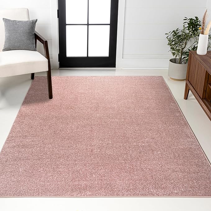JONATHAN Y Haze Solid Low-Pile Pink Indoor Area Rug 3x5, Coastal,Bohemian,Minimalist,Classic, Easy-Cleaning for Living Room,Bedroom,Kitchen,Pet Friendly,Non-Shedding (SEU100P-3)