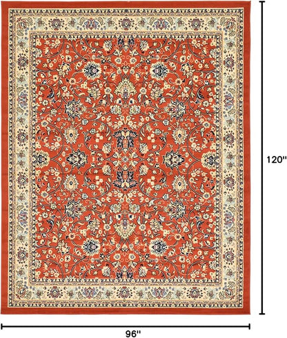 Rugs.com Yasmin Collection Rug – 8' x 10' Terracotta Medium Rug Perfect for Living Rooms, Large Dining Rooms, Open Floorplans