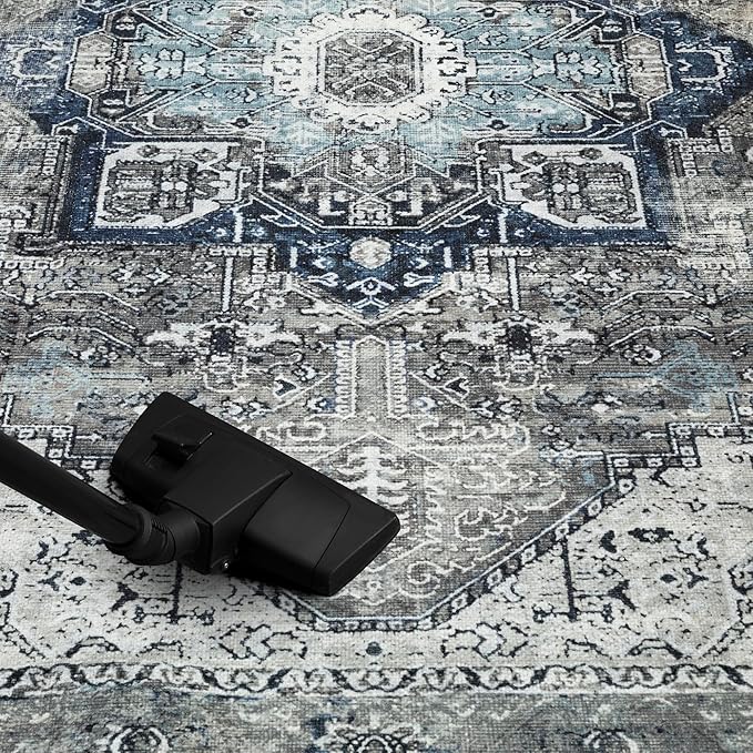 Keen Home Design 8x10 Rug - Machine Washable Area Rug with Non-Slip Backing, Ideal for Living Room, Dining Room, Bedroom - Vintage, Easy Clean, Durable, Low Pile - (8' x 10')