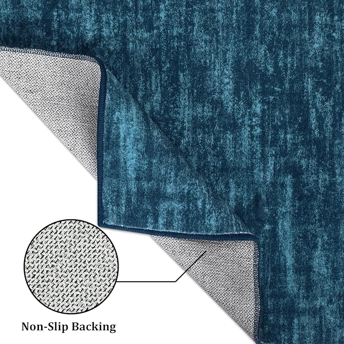 RUGSREAL 3x5 Bedroom Area Rug Solid Color Area Rugs Washable Dining Room Throw Carpet Modern Contemporary Area Rug Non-Slip Throw Indoor Carpet for Living Room Bedroom Kids Room, 3' x 5' Indigo