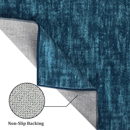 RUGSREAL 3x5 Bedroom Area Rug Solid Color Area Rugs Washable Dining Room Throw Carpet Modern Contemporary Area Rug Non-Slip Throw Indoor Carpet for Living Room Bedroom Kids Room, 3' x 5' Indigo