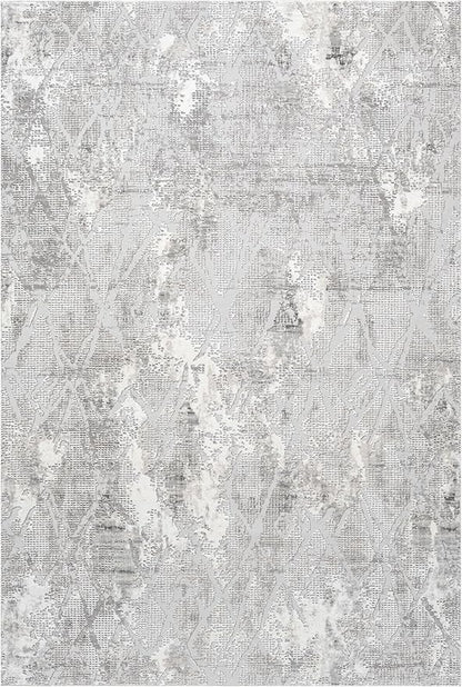 Adel Modern Area Rug for Living Room, 6x9 Rustic Distressed Abstract Gray Rug, Medium Pile Stain Resistant Carpet for Bedroom, Dining Room or Kitchen (6' x 9', Gray)