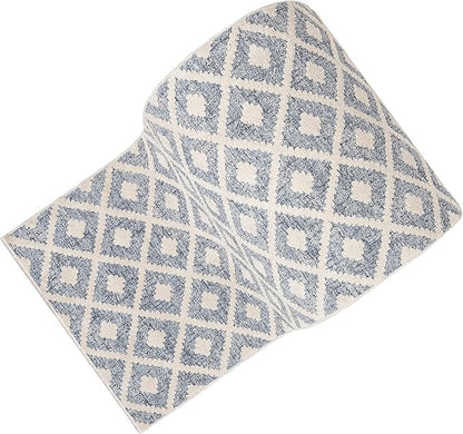 Well Woven Custom Size Hallway Stair Runner - Choose Your Length - Ainsley Blue Diamond Trellis Geometric Tribal - 31 Inches Wide x 12 Feet Long Runner (31" x 12' Runner) Rug