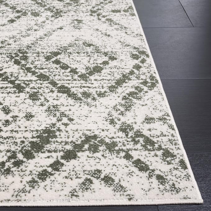 SAFAVIEH Area Rug 8x10 - Adirondack Collection - Large - Ivory & Dark Green, Geometric Trellis Pattern, Non-Shedding & Easy Cleaning, Ideal for Living Room, Bedroom, Office, Dining Space (ADR131W)