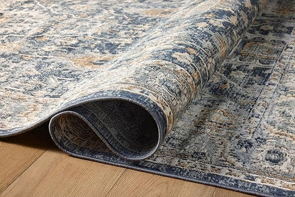 Loloi Teagan Collection TEA-03 Denim/Pebble 11'-6" x 15' Area Rug, Large, Soft Neutral Rug, High-Traffic for Living Room, Bedroom, Home Office, Dining Area