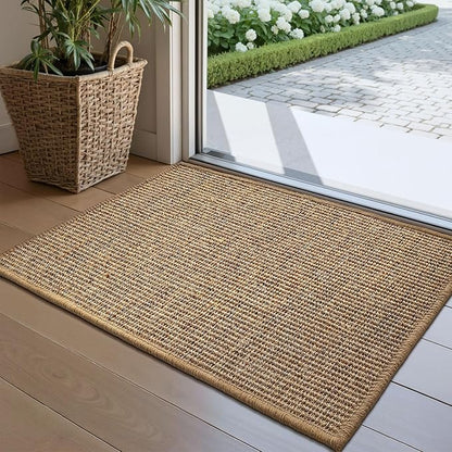 LUMI Handwoven Sisal Door Mat, Non-Slip Durable Entryway Mat, Welcome Front Doormat, Solid Floor Mats for Entrance, 24"x36", Brown Sisal
