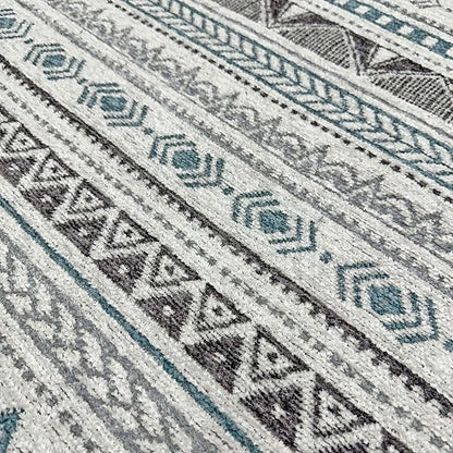 Alfa Rich 4x6 Blue Gray White Washable Area Rugs for Living Room Bedroom Kitchen Cotton Decor Rug