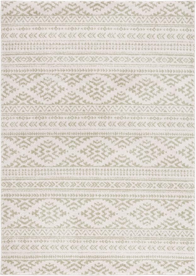 SAFAVIEH Area Rug 8x10 - Tulum Collection - Large - Ivory & Sage, Moroccan Boho Tribal Design, Non-Shedding & Easy to Clean, Ideal for Living Room, Bedroom, Dining Space (TUL272H)