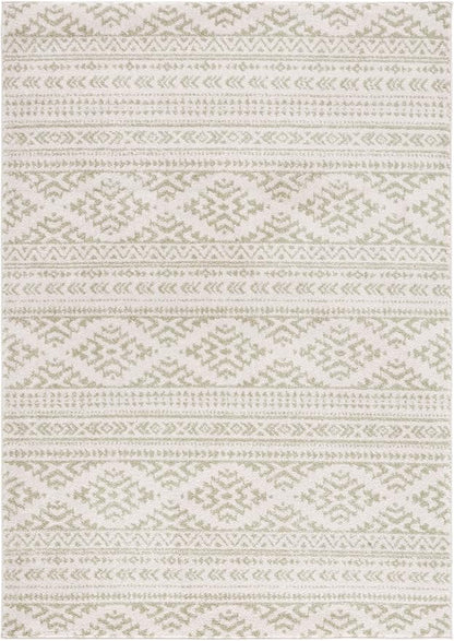 SAFAVIEH Area Rug 8x10 - Tulum Collection - Large - Ivory & Sage, Moroccan Boho Tribal Design, Non-Shedding & Easy to Clean, Ideal for Living Room, Bedroom, Dining Space (TUL272H)