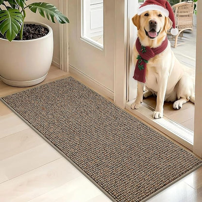 BEQHAUSE Dirt Trapper Door Mat 20" x 48", Non-Slip Washable Doormats Entrance Mat, Dirt Resistant and Absorbent Welcome Mat, Low Profile Floor Mats for Front Back Door and Entryway, Beige