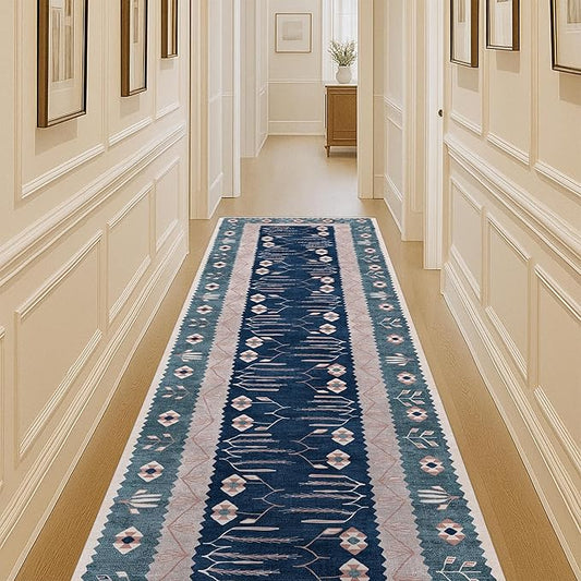 Washable Area Rug. Modern Farmhouse. Vintage. Turkish. Bohemian. Distressed. Oriental. Traditional. Rugs for Living Room. Dining. Bedroom. Office. Entryway. Foyer. (862CN, 2'5" x 13')
