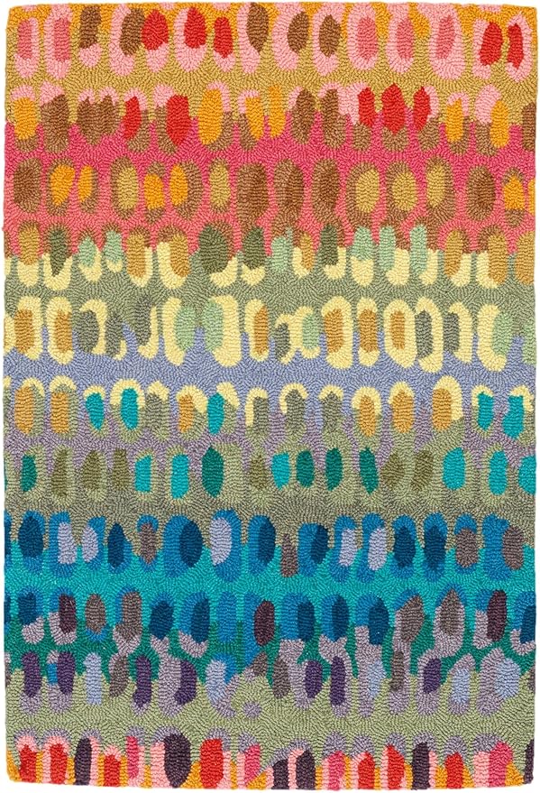 Dash and Albert Paint Chip Wool Area Rug - 5' x 8' Multicolor Graphic Hand Micro Hooked Accent Rug - Durable, High Traffic Areas Hallway, Living Room, Stairs