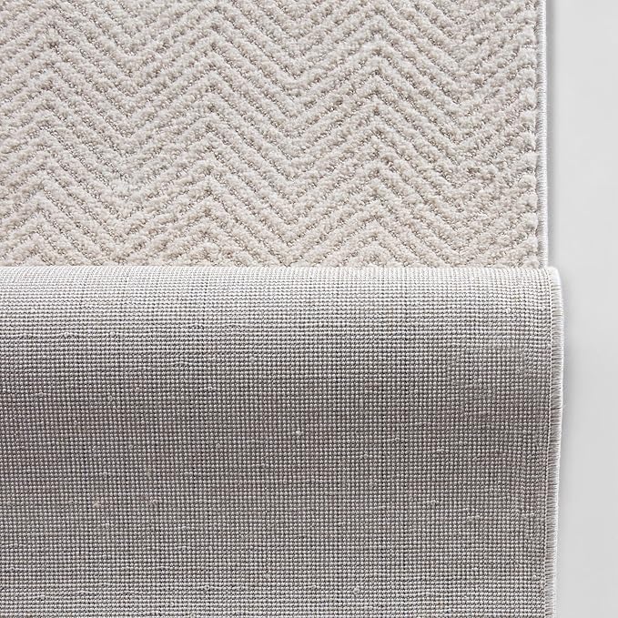 Well Woven Custom Size Hallway & Stair Runner- Harlow Pompeii Ivory 27 Inches Wide x 20 Feet Long Runner (27" x 20') Runner Rug - Modern Chevron Pattern, Ultra-Soft, Easy-Clean