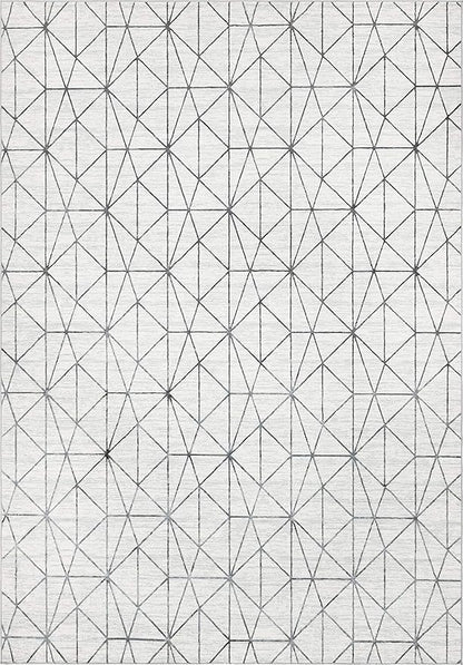 Rugs.com Lattice Trellis Collection Rug – 10' x 14' White Low-Pile Rug Perfect for Living Rooms, Large Dining Rooms, Open Floorplans