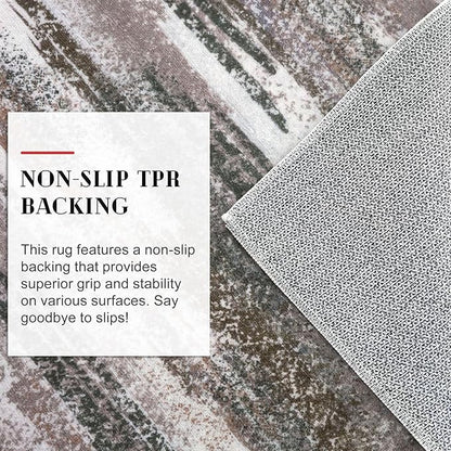 Modern Abstract Entryway Rug Indoor 2x3 Washable Rug Non-Slip Soft Small Area Rug Dark Light Brown White Kitchen Mats Thin Print Faux Wool Floor Carpet Throw Rugs Backdoor Mat for Entry