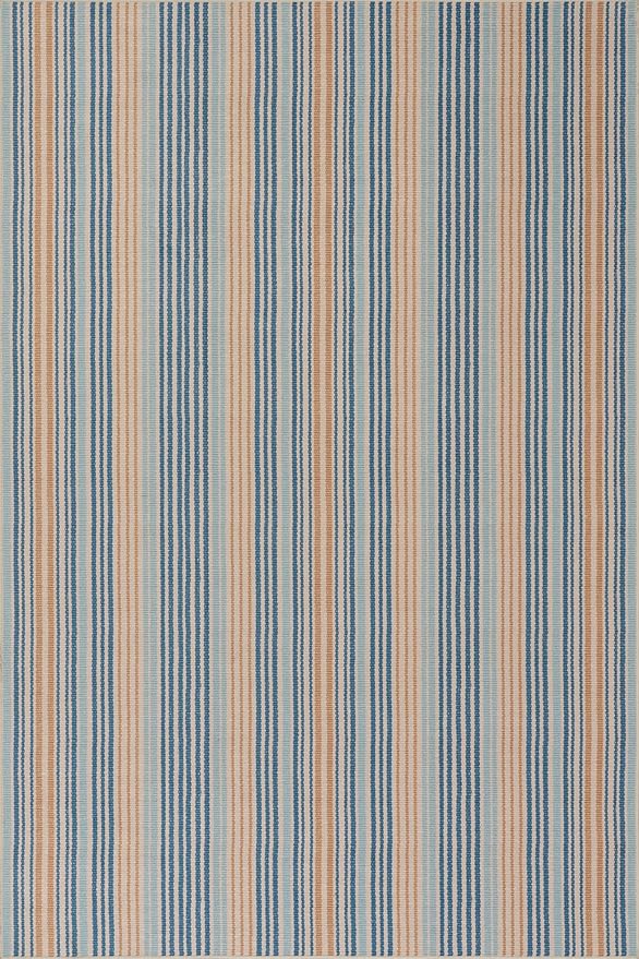 Dash & Albert Tyne Blue Machine Washable Rug, 4 X 6 Feet, Blue/Tan Stripe Pattern