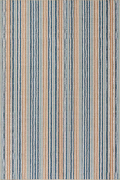 Dash & Albert Tyne Blue Machine Washable Rug, 5 X 8 Feet, Blue/Tan Stripe Pattern