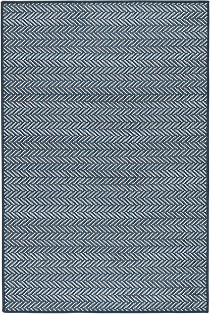 Dash & Albert Herringbone Navy Machine Washable Rug, 7.5 X 9.5 Feet, Blue Geometric Pattern