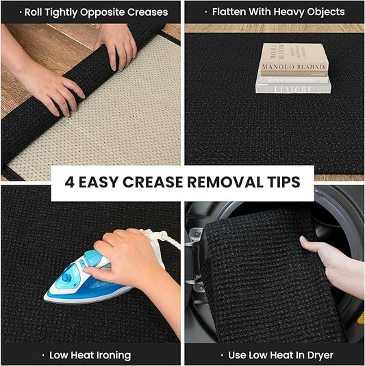 IOHOUZE Washable Area Rug 3x5 Non Slip Rubber Backed Woven Rugs for Entryway Rugs Indoor Outdoor Doormat Throw Rug Floor Carpet for Entrance Kitchen Front Door, Black/Grey
