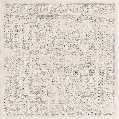 Unique Loom Isabella Collection Area Rug - Adjani (5' 1" Square, White/ Blue)