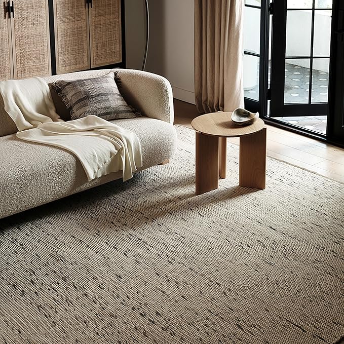 Rugs USA Hamptons Marled Ivory/Grey, 11'6" x 14'6", Hand Woven, Marled, Tassel, Soft and Cozy, High Traffic, Stain Resistant, Easy Clean, Durable Area Rug for Bedroom, Living Room, Dining, Den, Foyer
