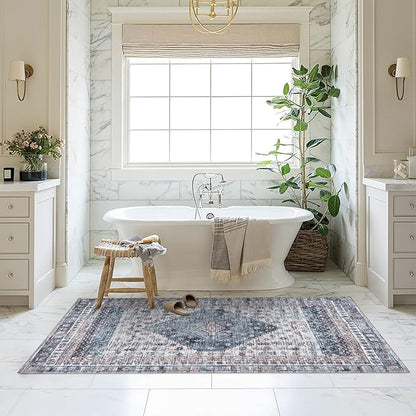 Washable Area Rug, Modern Farmhouse, Vintage, Turkish, Bohemian, Distressed, Oriental, Traditional, Rugs for Living Room, Dining, Bedroom, Office, Entryway, Foyer, (859NC, 2' x 3')