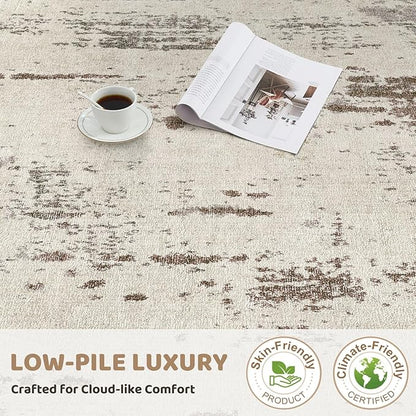 5x7 Area Rug Living Room Rugs - Washable Neutral Modern Abstract Soft Thin Rug Indoor Floor No Slip Rug Carpet for Bedroom Under Dining Table Home Office Decor - Brown/Grey/Beige