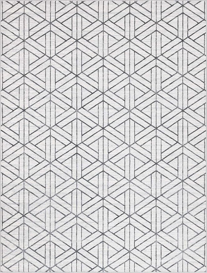 Rugs.com Lattice Trellis Collection Rug – 9' x 12' White Low-Pile Rug Perfect for Living Rooms, Large Dining Rooms, Open Floorplans