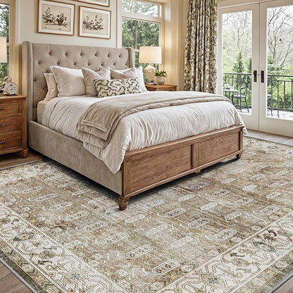 LUMI 8x10 Washable Area Rug for Living Room, Ultra Soft Traditional Vintage Rugs Non Slip with Rubber Backing, Low Profile, High Traffic, Stain Resistant Carpets, Ideal for Bedroom, Dining Room