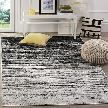 SAFAVIEH Area Rug 6x9 - Adirondack Collection - Silver & Black, Modern Ombre Design, Non Shedding & Easy to Clean, Ideal for Living Room, Bedroom, Office, Dining Space (ADR113A)