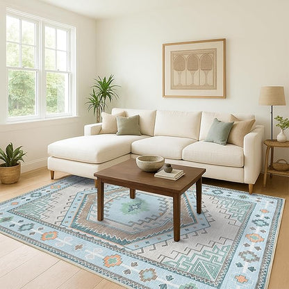 Fame Living Washable Area Rug. Modern Farmhouse. Vintage. Turkish. Bohemian. Distressed. Oriental. Traditional. Rugs for Living Room. Dining. Bedroom. Office. Entryway. Foyer. (856GG, 2' x 3')