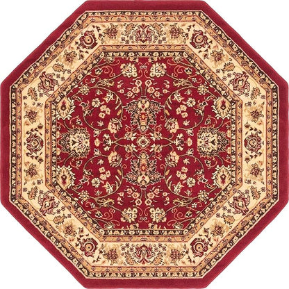 Unique Loom Sialk Hill Collection Area Rug - Washington (5' 3" Octagon Burgundy/Cream)