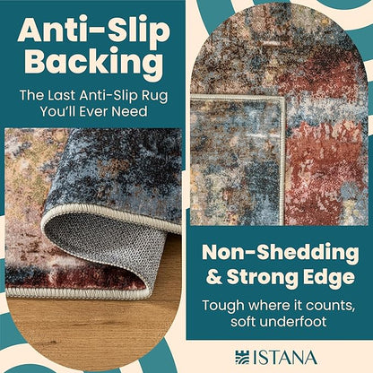 Istana 9x12 Area Rug - Multi/Red 9 x 12 Area Rugs for Living Room - Foldable 9x12 Rugs for Bedroom/Living Room Rug - Stain Resistant Washable Rugs - Eco-Friendly Area Rugs