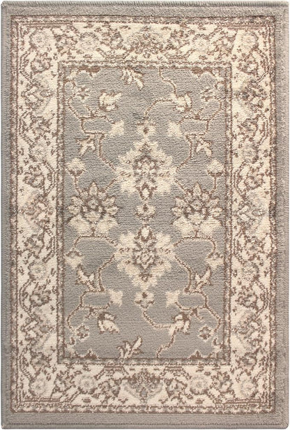Superior Elegant Kingfield Collection Area Rug, 8mm Pile Height with Jute Backing, Classic Bordered Rug Design, Anti-Static, Water-Repellent Rugs - Slate, 2' x 3' Rug