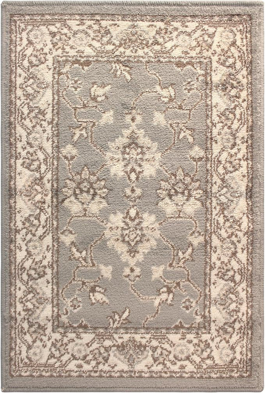 Superior Elegant Kingfield Collection Area Rug, 8mm Pile Height with Jute Backing, Classic Bordered Rug Design, Anti-Static, Water-Repellent Rugs - Slate, 2' x 3' Rug