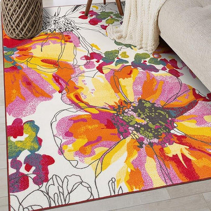 Rugshop Multi Bright Flowers Non Slip Non-Shedding Area Rug for Bedroom, Living Room and Home Office, 3'3" x 5'