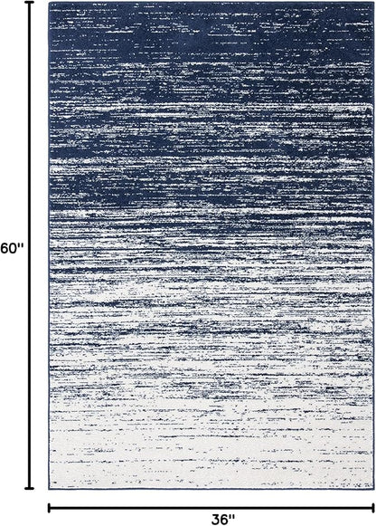 SAFAVIEH Area Rug 3x5 - Adirondack Collection - Navy & Ivory, Modern Ombre Design, Non Shedding & Easy to Clean, Ideal for Living Room, Bedroom, Office, Dining Space (ADR113N)