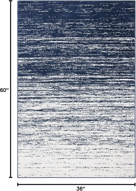 SAFAVIEH Area Rug 3x5 - Adirondack Collection - Navy & Ivory, Modern Ombre Design, Non Shedding & Easy to Clean, Ideal for Living Room, Bedroom, Office, Dining Space (ADR113N)