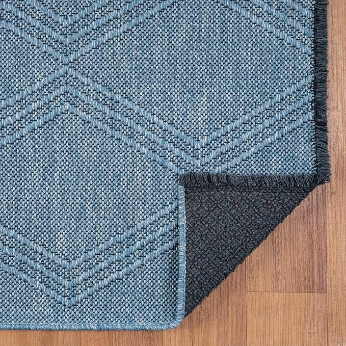LUXE WEAVERS Modern Farmhouse Blue 9x12 Washable Area Rug, Anti-Slip Diamond Pattern Carpet