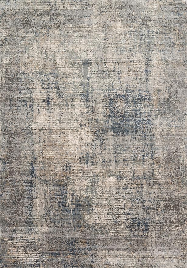 Loloi Teagan Collection TEA-05 Denim/Slate 6'-7" x 9'-2" Area Rug, Large, Soft Neutral Rug, High-Traffic for Living Room, Bedroom, Home Office, Dining Area