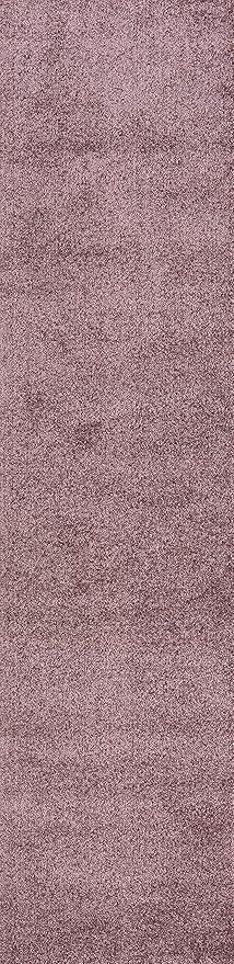 Eyely UES100R-210 Supersoft Haze Solid Low-Pile Indoor Runner Rug Casual;Contemporary;Solid;Traditional, Bedroom, Kitchen, Living Room, Easy-Cleaning, Non-Shedding, 2 X 10, Light Purple