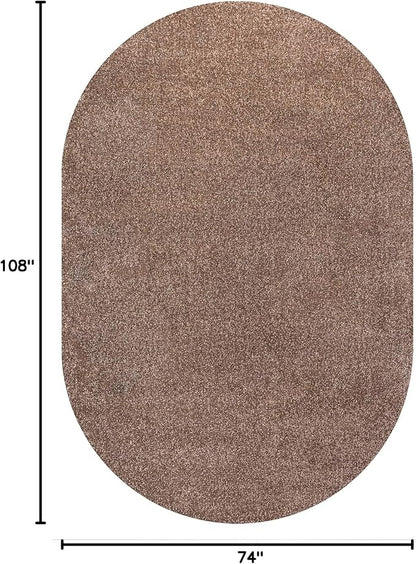 JONATHAN Y Haze Solid Low-Pile Brown 6x9 Oval Indoor Area Rug, Coastal,Bohemian,Minimalist,Classic, Easy-Cleaning for Living Room,Bedroom,Kitchen,Pet Friendly,Non-Shedding (SEU100J-6OV)