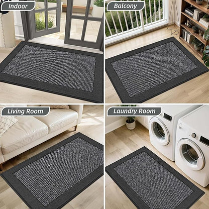 BEQHAUSE Indoor Door Mat 32" x 48", Dirt Trapper Door Mats Non-Slip Entryway Rugs Washable, Resist Dirt Absorbent Welcome Mat, Low Profile Floor Mats for Front Back Door and Entryway, Charcoal