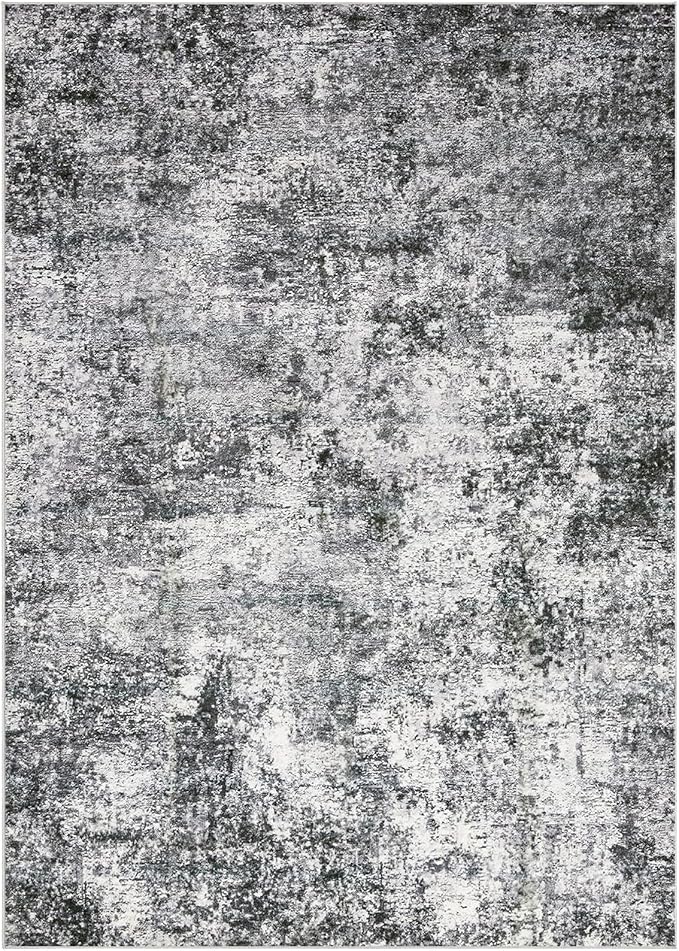 Area Rug Living Room Rugs - 10x12 Washable Large Soft Indoor Neutral Modern Abstract Low Pile Rug Carpet for Bedroom Dining Room Farmhouse Home Office - Grey