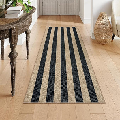 Lahome Striped Outdoor Runner Rug, 2x6 Washable Kitchen Rugs Non Slip Carpet Runners for Hallway 6ft, Farmhouse Non Shedding Lightweight Floor Carpet for Bedroom Entryway Front Porch